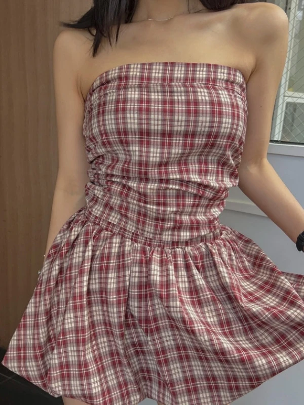 

Сексуальный клетчатый жилет на бретельках, женский комплект с юбкой для похудения, универсальный хлопковый летний комплект