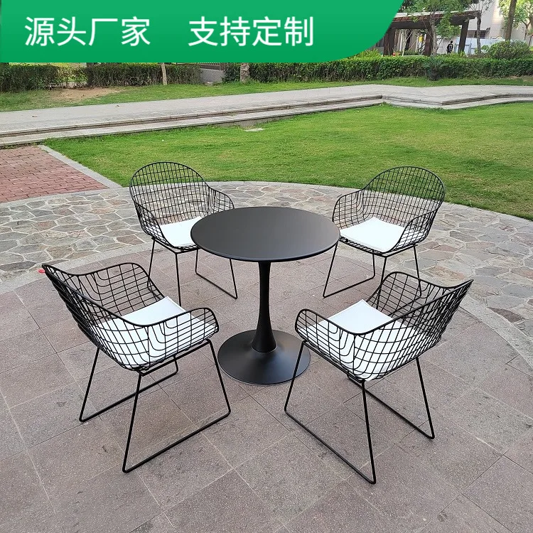 

Outdoor table and chair combination garden community courtyard sales office garden landscape metal wrought iron leisure table