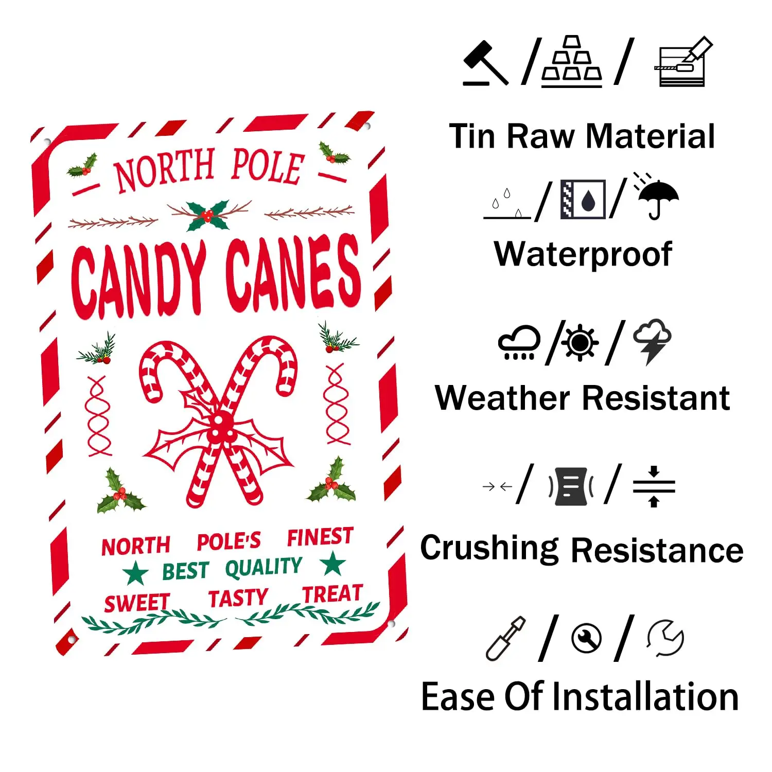 North Pole Candy Canes Gifts Between Friends Funny Chic Tin Sign Christmas Metal Signs Sweet Tasty Treat Wall Decor Christmas Ac