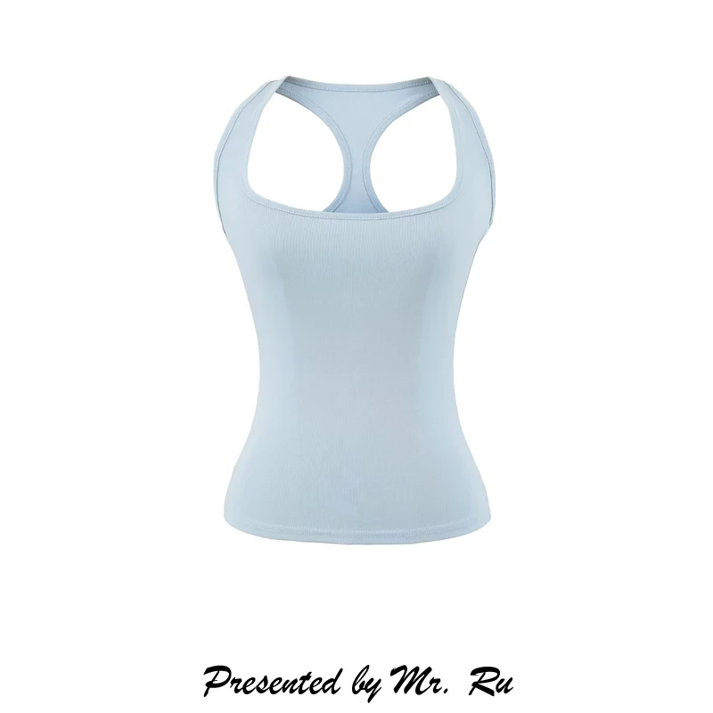 Slim Fit Sports Style U-Neck Workwear Tank Top Women's Outerwear Summer Short Length No Stretch Chinese Made Base Layer Shirt