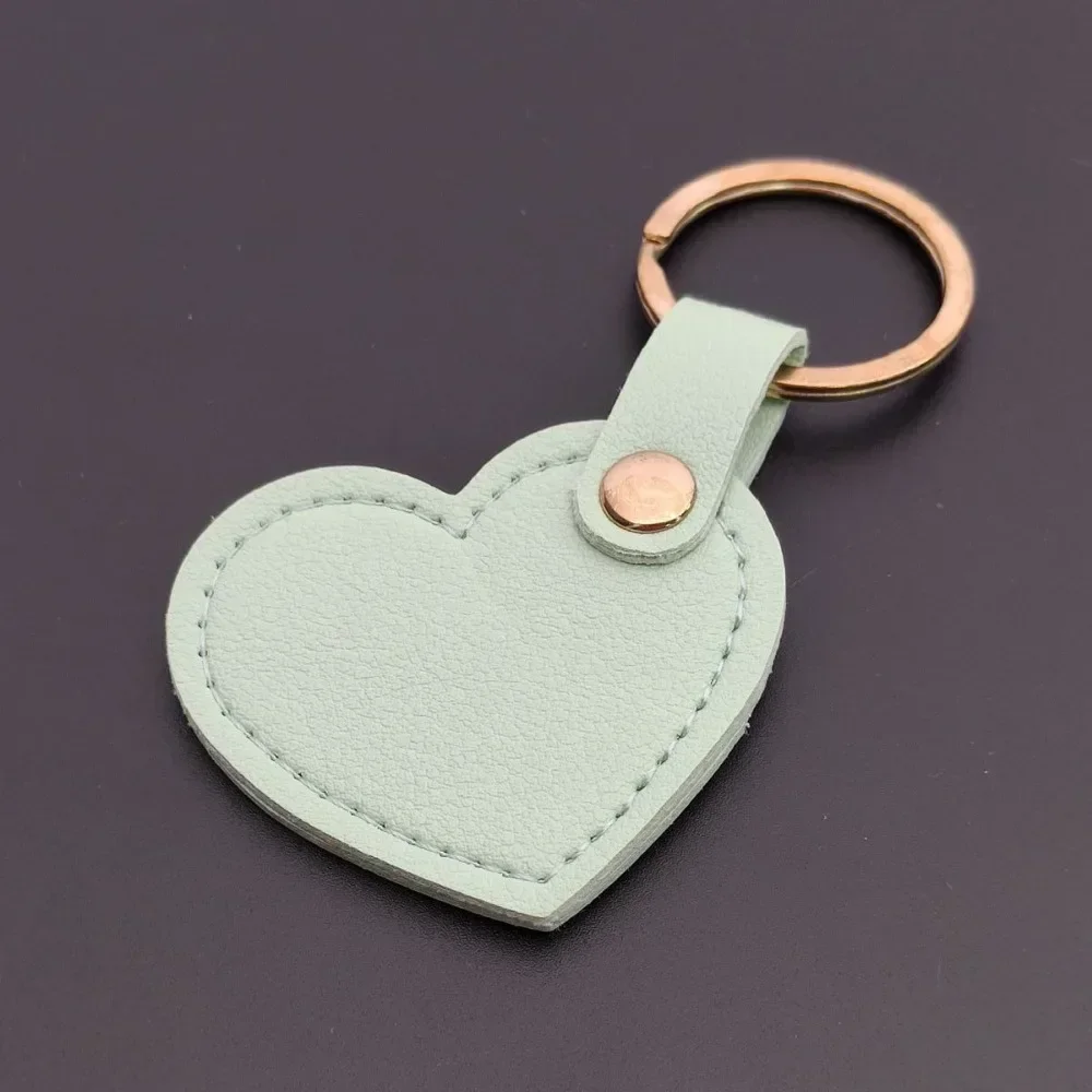 Small Pendant Love Keychain Pendant Leather Metal Trendy DIY Mobile Phone Number Anti-Lost Keyring Key Chain Ring Portable