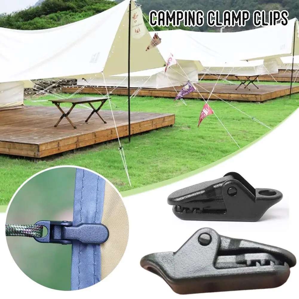 10Pcs Plastic Tarpaulin Clips Awning Wind Rope Clamps Accessories Hooks Camping Fixing Jaw Buckles Equipment Tent Grips D0F3