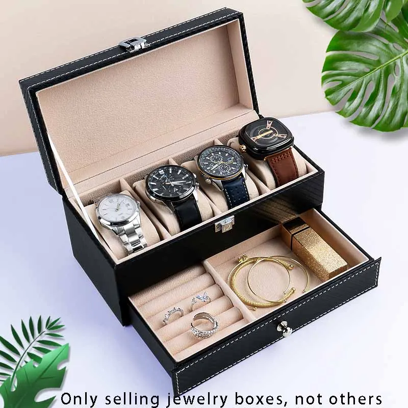 Storage assistant watch box PU leather home watch velvet protection gift box watch jewelry ring earring storage box