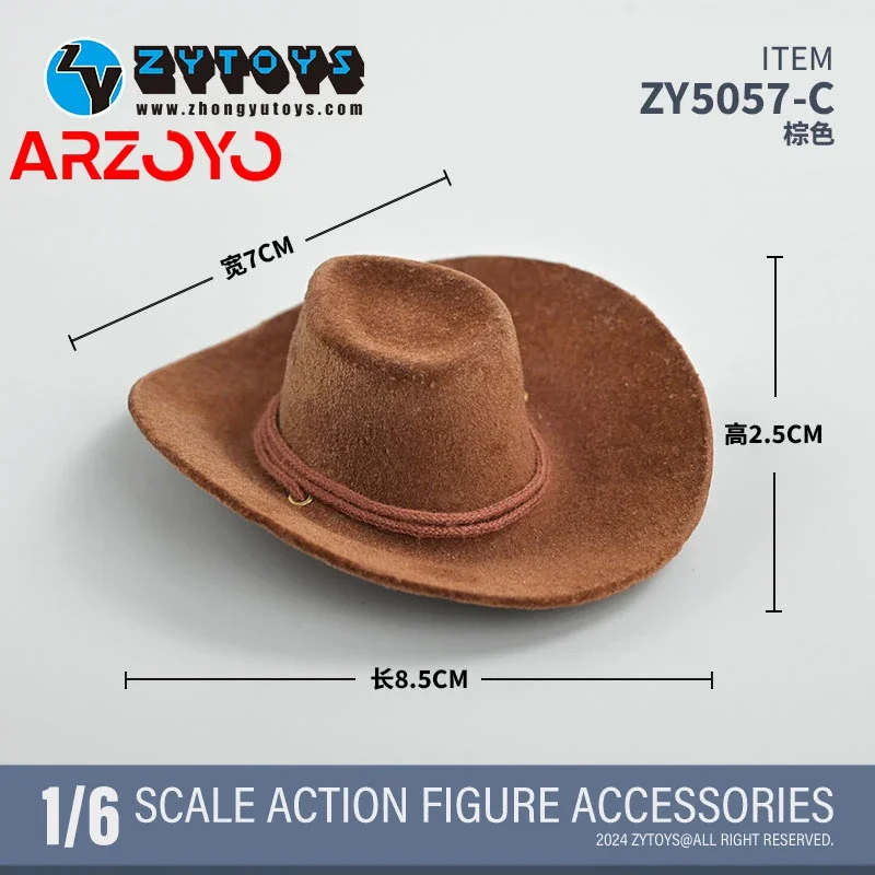 Em estoque zytoys zy5057 1/6 chapéu de cowboy masculino casual cor sólida chapéu modelo roupas acessórios caber 12 ''soldado figura de ação corpo