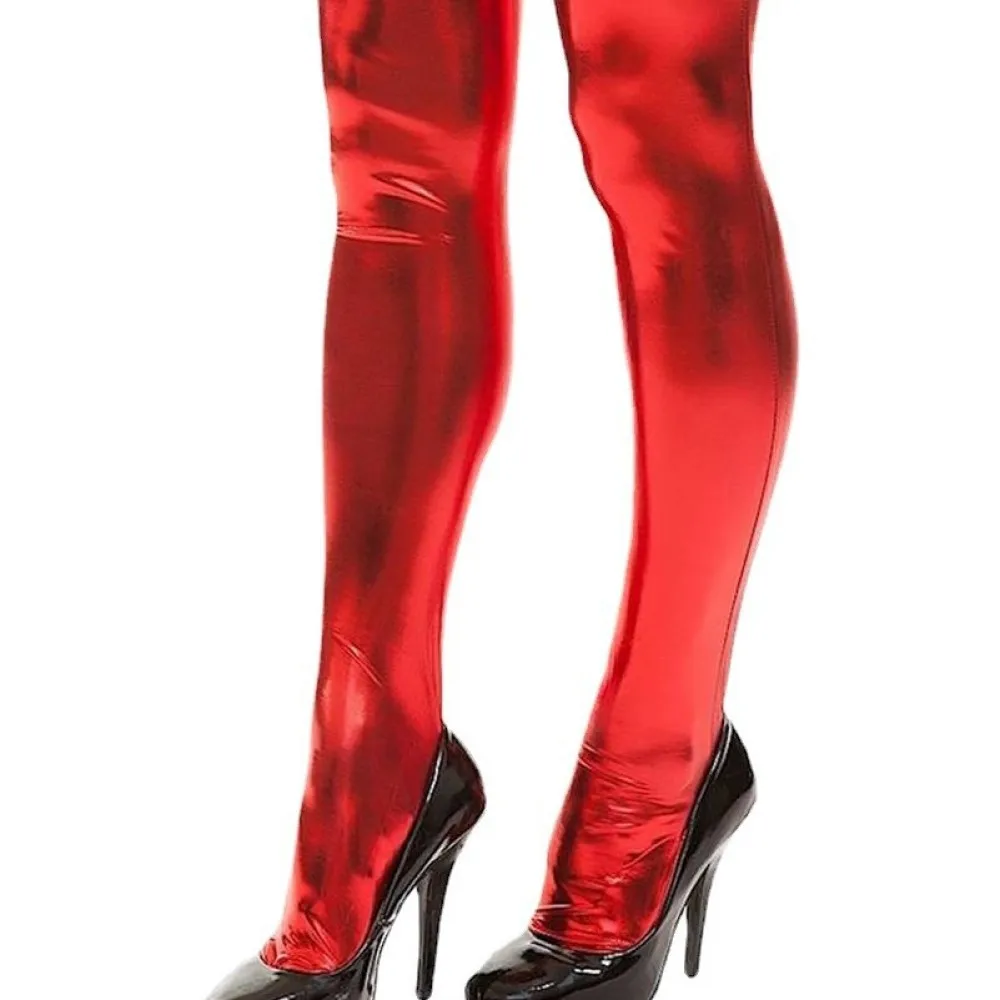 Shiny Patent Leather Thigh High Socks Womens Sexy Faux Leather Long Stockings Elastic Leggings Stage Performance Party Wear