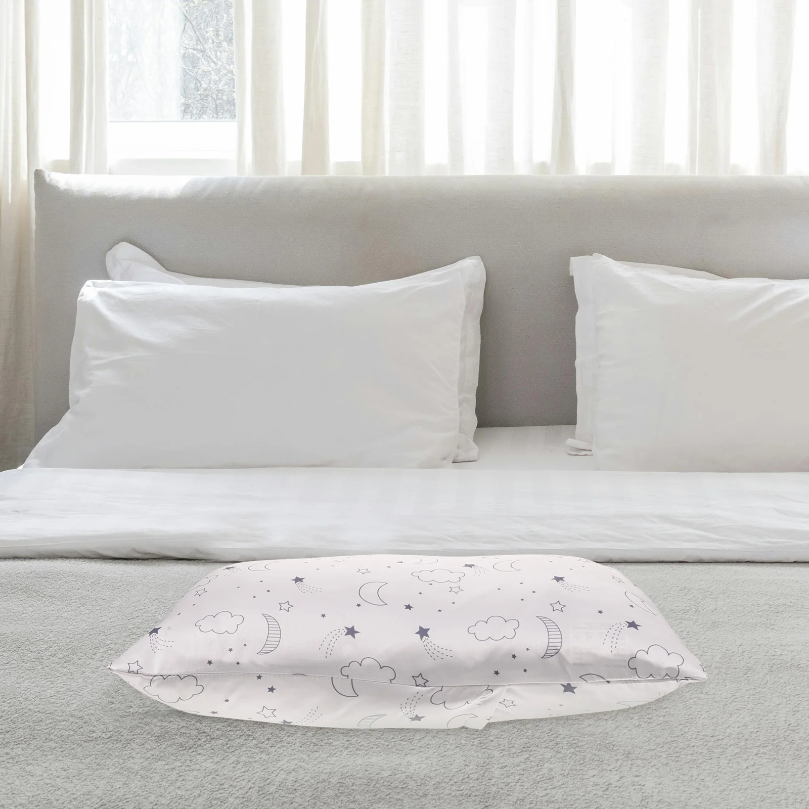 غطاء وسادة للأطفال الصغار قابل للتنفس، غطاء وسادة ناعم للسفر، غطاء وسادة مريح مطبوع عليه رسوم كرتونية