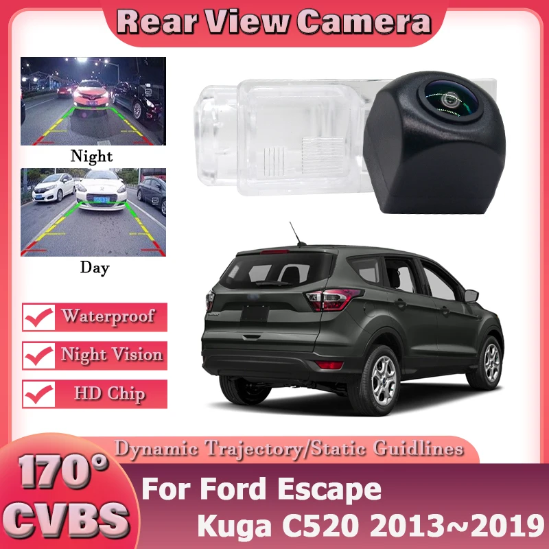 

Камера заднего вида для Ford Escape Kuga C520 2013 2014 2015 2016 2017 2018 2019 Full HD ночного видения CCD 170 ° Камера с объективом «рыбий глаз»