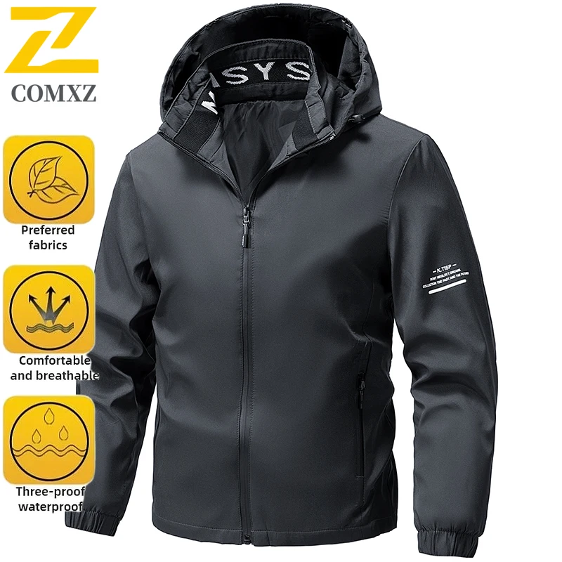 

Men's Casual Jacket 2025 New Trend Versatile Windproof Breathable Loose Sports Hooded Jacket Outdoor Camping Travel Windbreaker