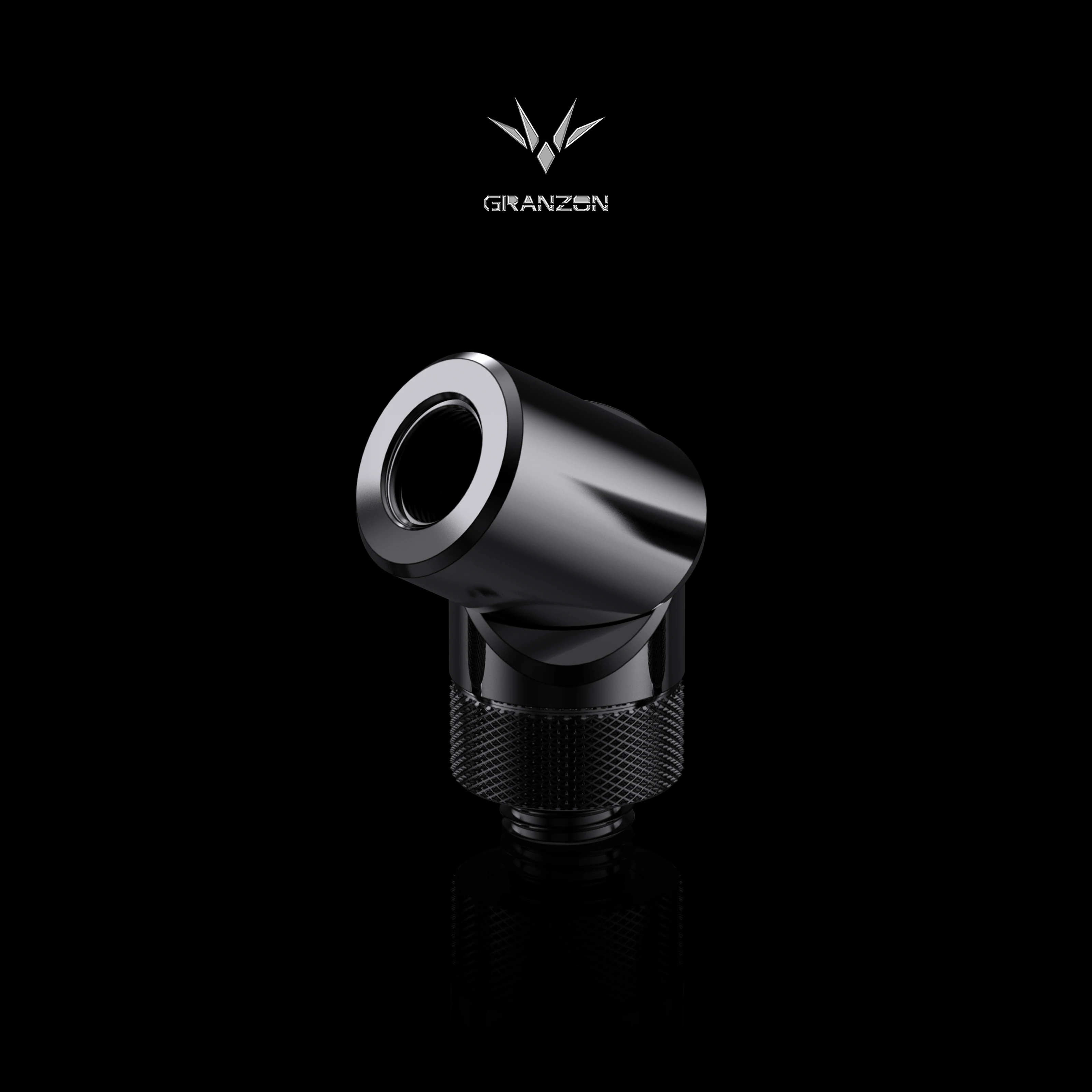 Granzon Black/Silver G1/4''Multi-direction Rotary Fittings 360 Degree Split Fitting Adapter Male To Famale Connector / GD-SK