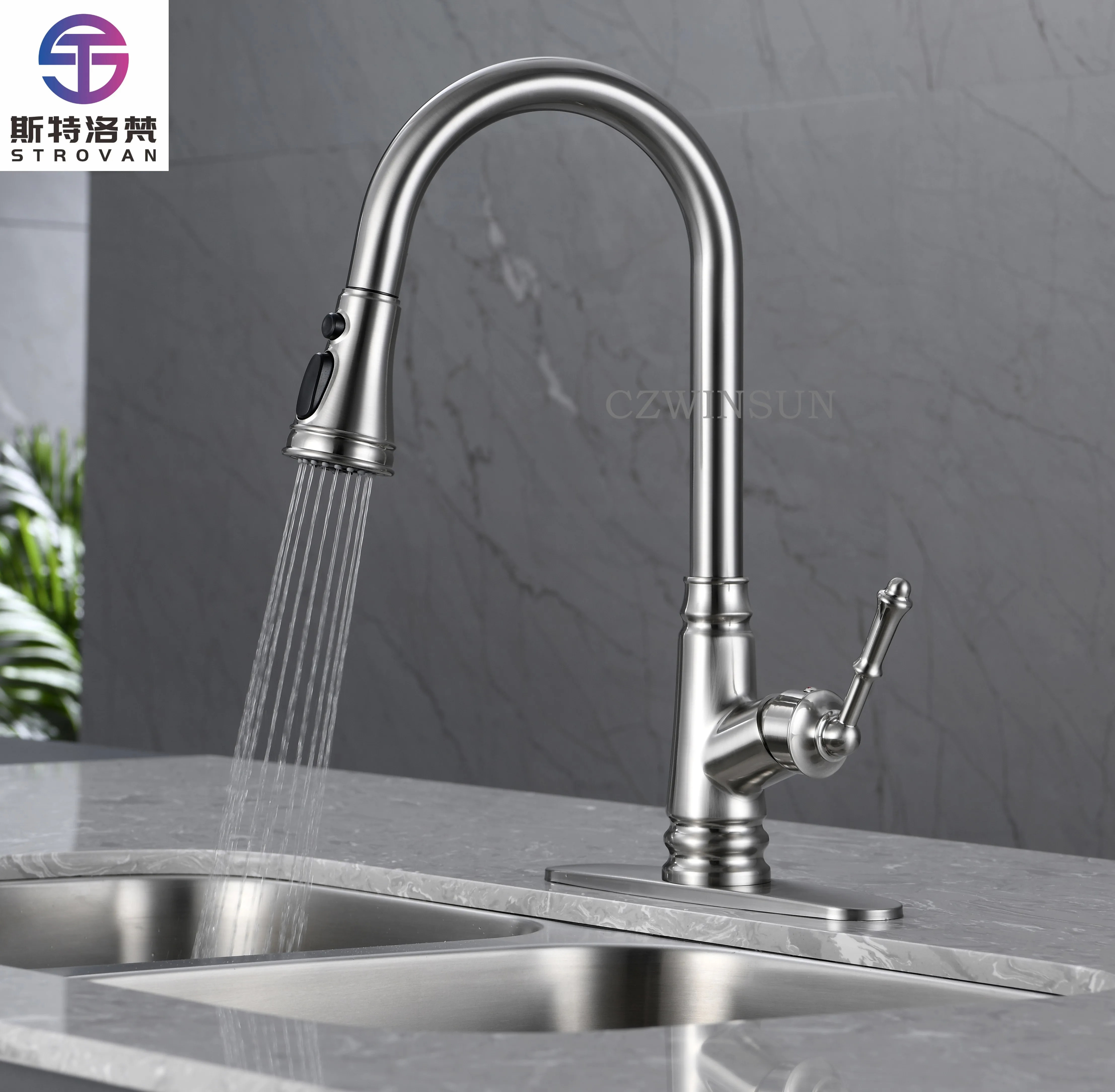 

Kitchen Sink Faucet Brass Bathroom Faucet Water Tap Pull Out Kitchen Taps
