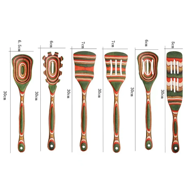 6pcs Utensils Set High Temperature Resistance Wooden Spoons for Cooking Wooden Utensil for Cooking Kitchen Tools Kitchen Stuff