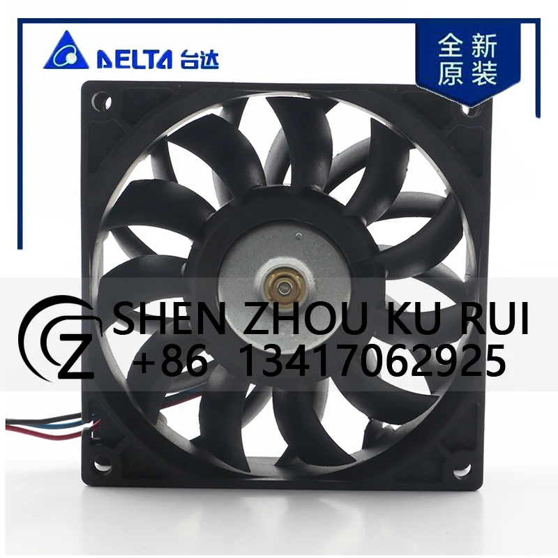 دلتا 24 فولت 48 فولت تيار مستمر 12 فولت 1.04A التيار المتناوب EC 9025 90X90X25 مللي متر 9 سنتيمتر حجم الهواء العنيف خادم الهيكل ثلاثة أسلاك العاكس FFB0912SH مروحة التبريد