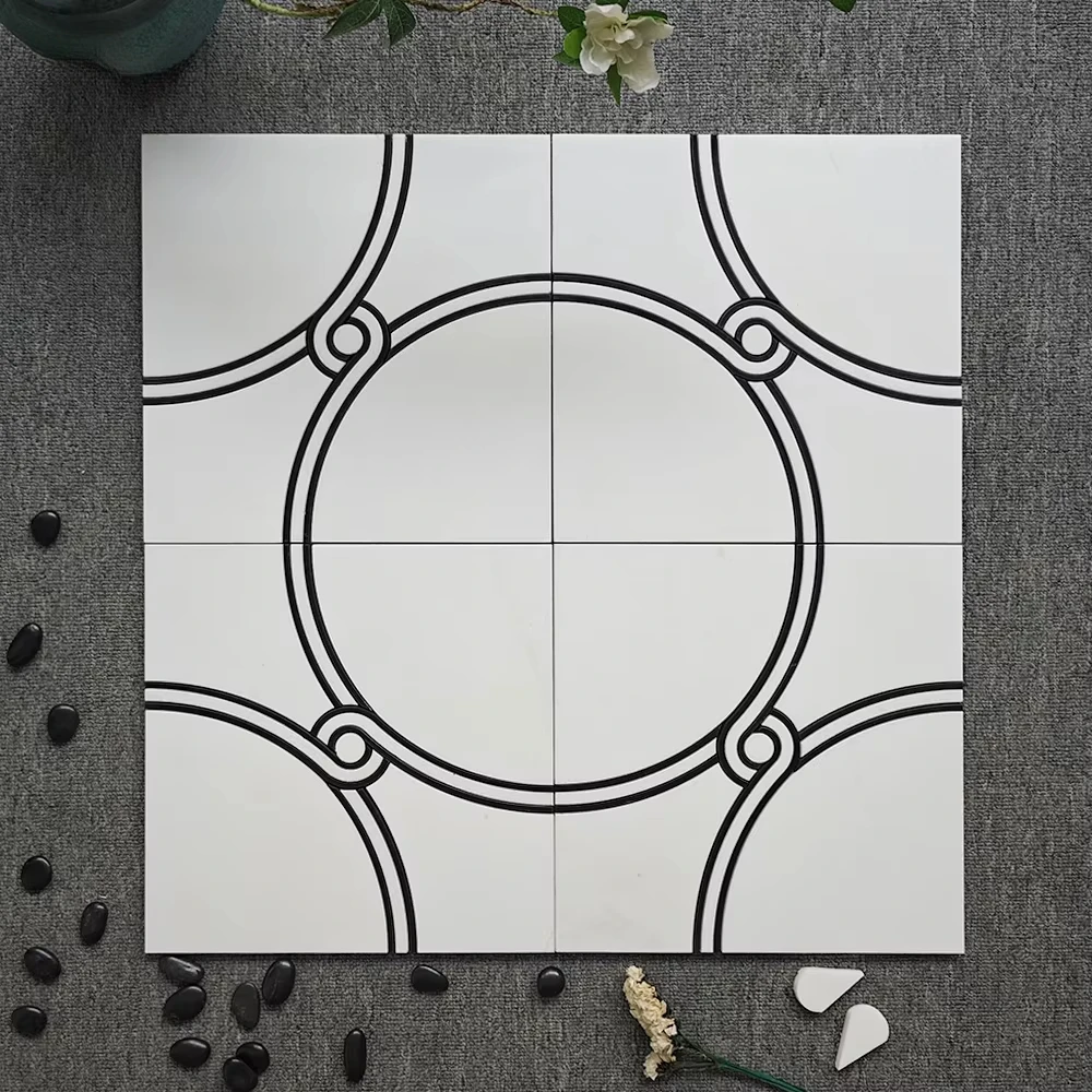 

Design Water Jet Polished Marble Stone Floor Tile for Hotel And Living Room Graphic Design with Lifetime Warranty