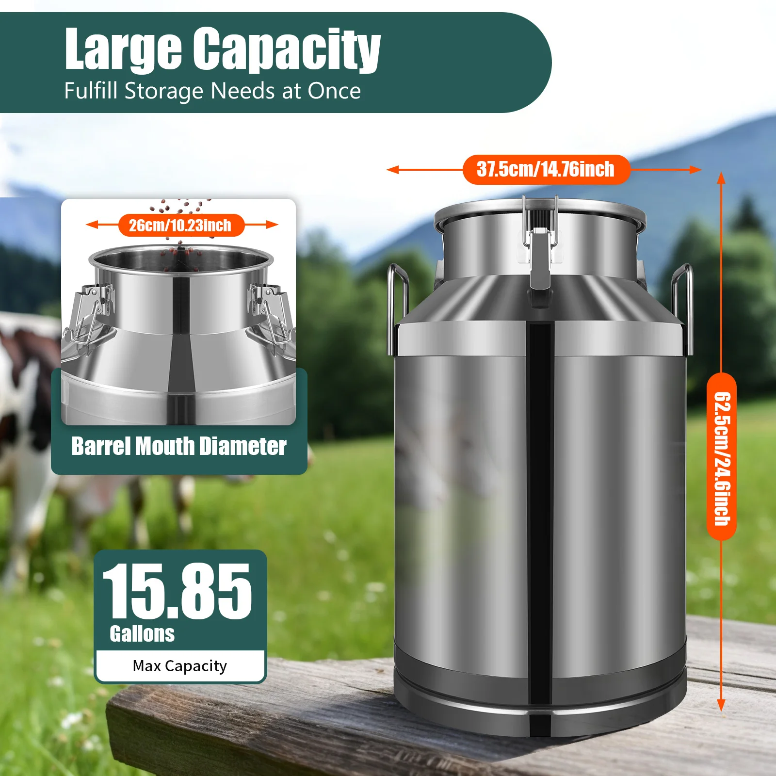 Stainless Steel Milk Can 20L/30L/40L/50L/60L ​Silicone Seal Canister Dairy Pot Bucket Liquid Storage Barrel For Home Application