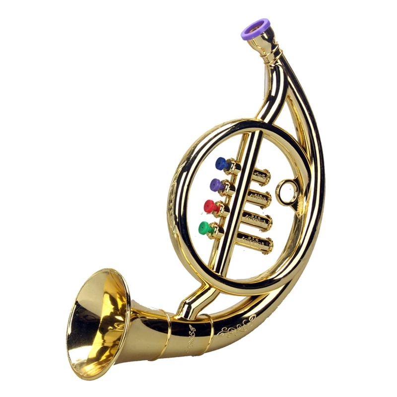 

Hot AD-French Horn 4 Colored Keys Early Education Musical Toy Props Play Mini Musical Wind Instruments For Children Toy