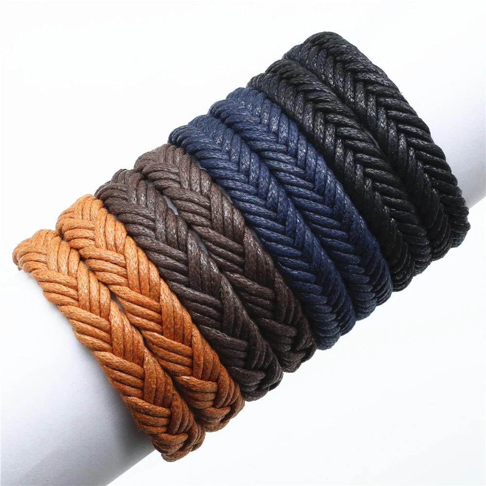 WESTBULL Wholesale 10 PCS/Lot Handmade Weave Men Bracelets Punk Vintage Homme Jewelry