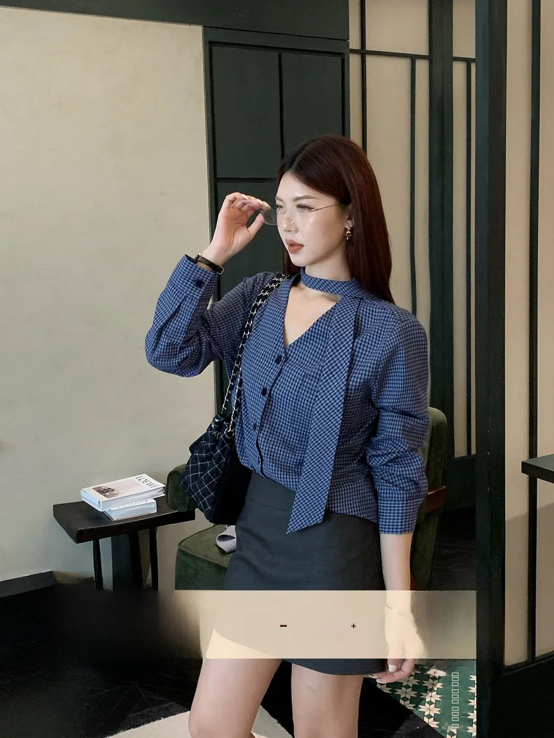 

Новая женская свободная рубашка Sweet And Spicy 2025 года, осенняя коллекция, с клетчатым узором, из смесового хлопка и полиэстера, с длинным рукавом, повседневная