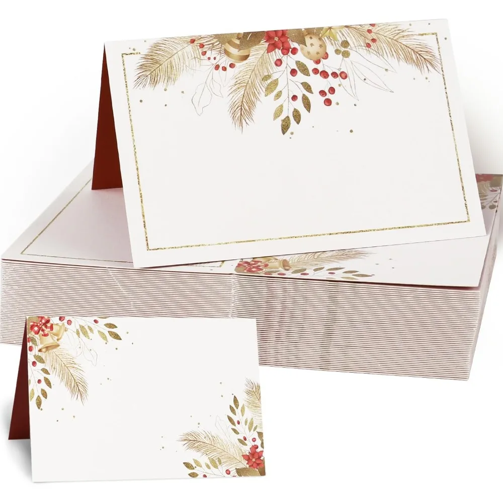 

50 шт. рождественские карточки для сервировки стола в стиле бохо, золотые, красные, праздничные карточки с именем стола