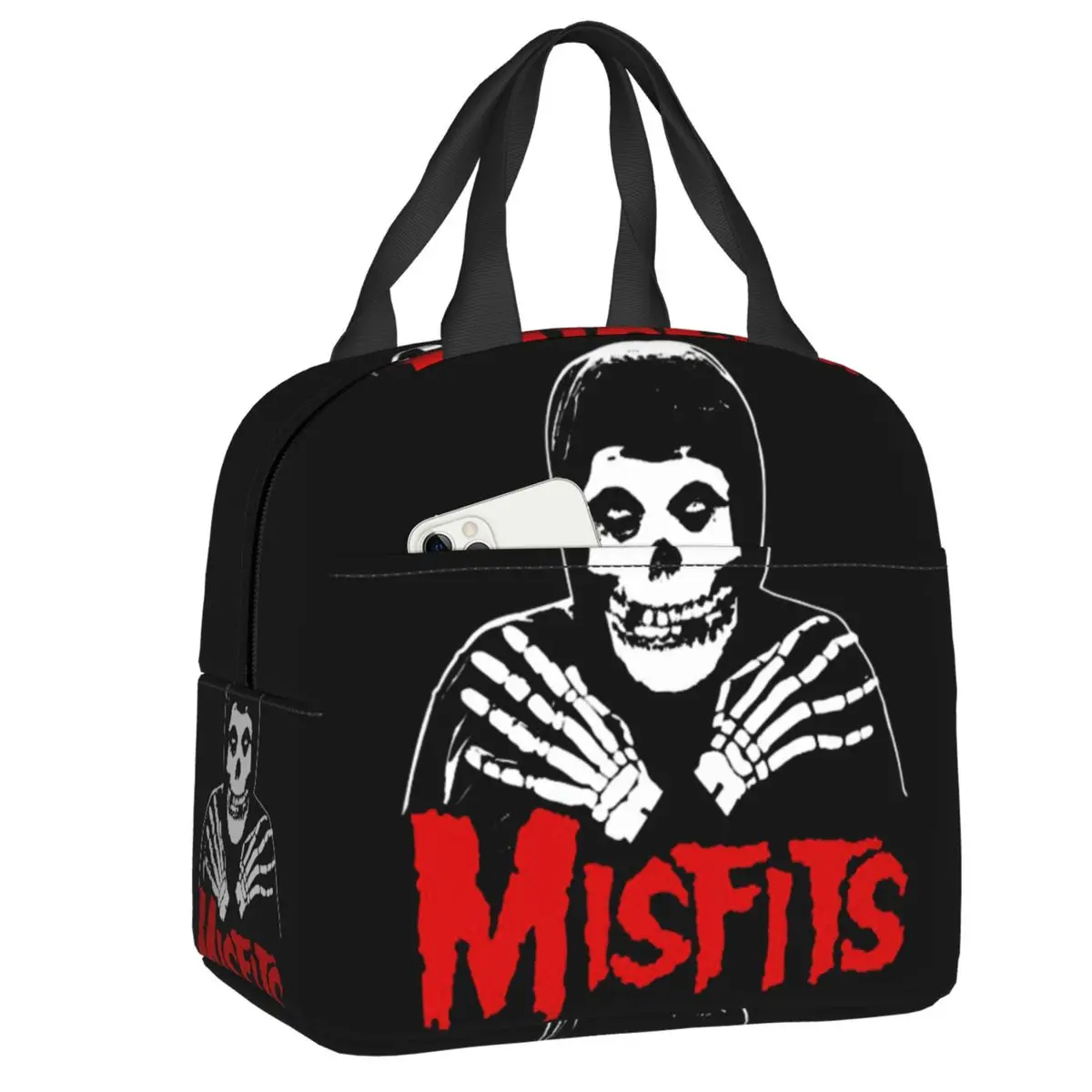 Custom Misfits Horror Punk Rock Band Lunch Bag Men Women Thermal Cooler Insulated Lunch Box for Adult Office