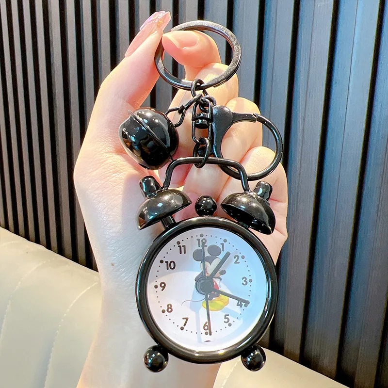 Creative Mini Simulation Alarm Bell Keychain for Keys Cartoon Pattern Morning Wake Up Alarm Clock Doll Keyring Women Bag Pendant