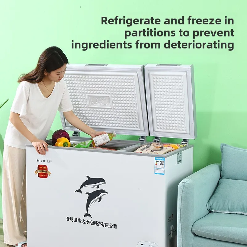 

zz freezer household freezing and fresh-keeping dual-purpose small power-saving double-door commercial