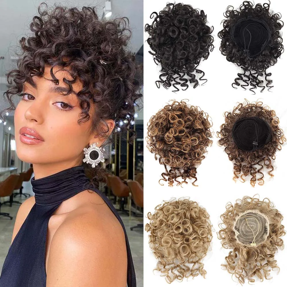 Synthetic Messy Hair Bun Hair Piece Elastic Drawstring Loose Wave Large Curly Bun Chignon Short Extensions For Women Daily Use