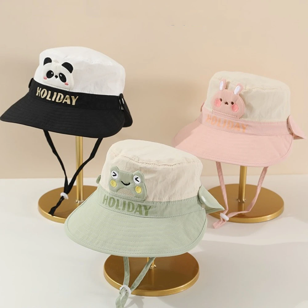

Korean Style Wide Brim Peaked Cap Cartoon Animals Quick Dry Kids Shawl Sunhat Cotton Streetwear Children Fishman Hat