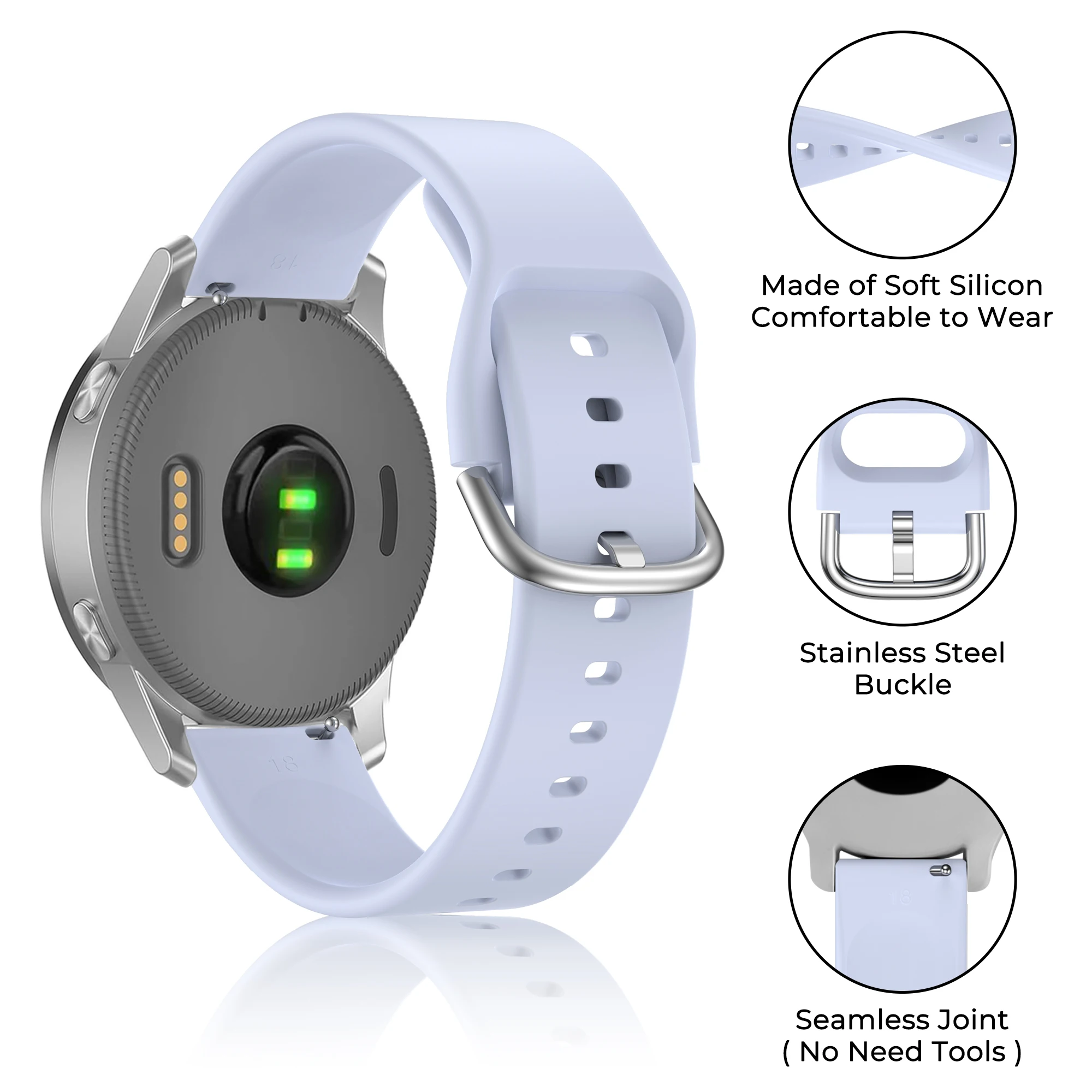 18 مللي متر سيليكون الفرقة ل Garmin Vivoactive 4S 3S 2S حزام سوار ل الأحفوري السيدات Gen 6 5E/مع الصلب Hr معصمه Correa
