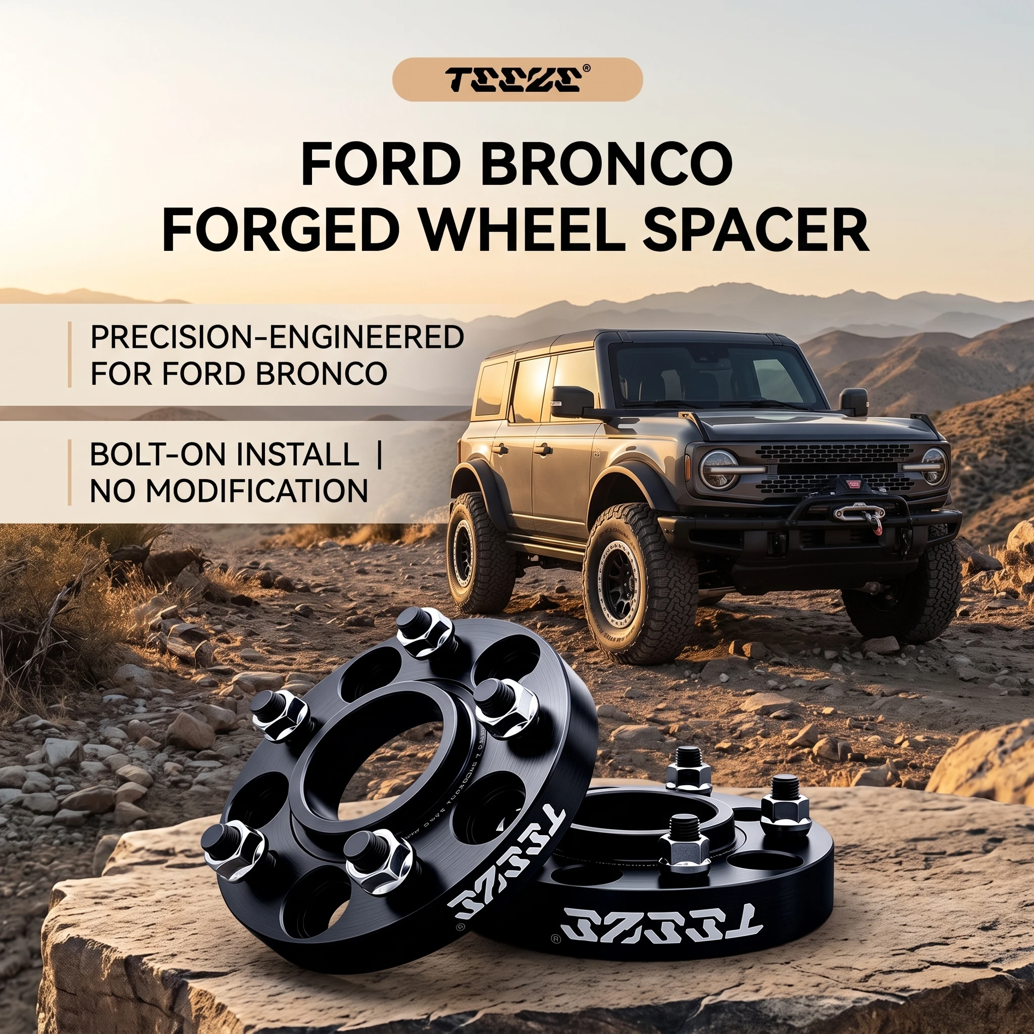 Teeze 2/4pcs 6x139.7 93.1mm M12x1.5 Hub Centric Black Forged wheel spacer For Ford Bronco 2021-2024 Flange Plate30/35/38/50mmmm