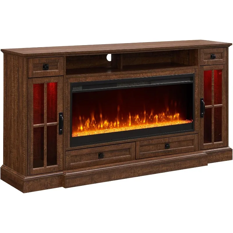 Farmhouse Fireplace TV Stand for 80 Inch TV, 36