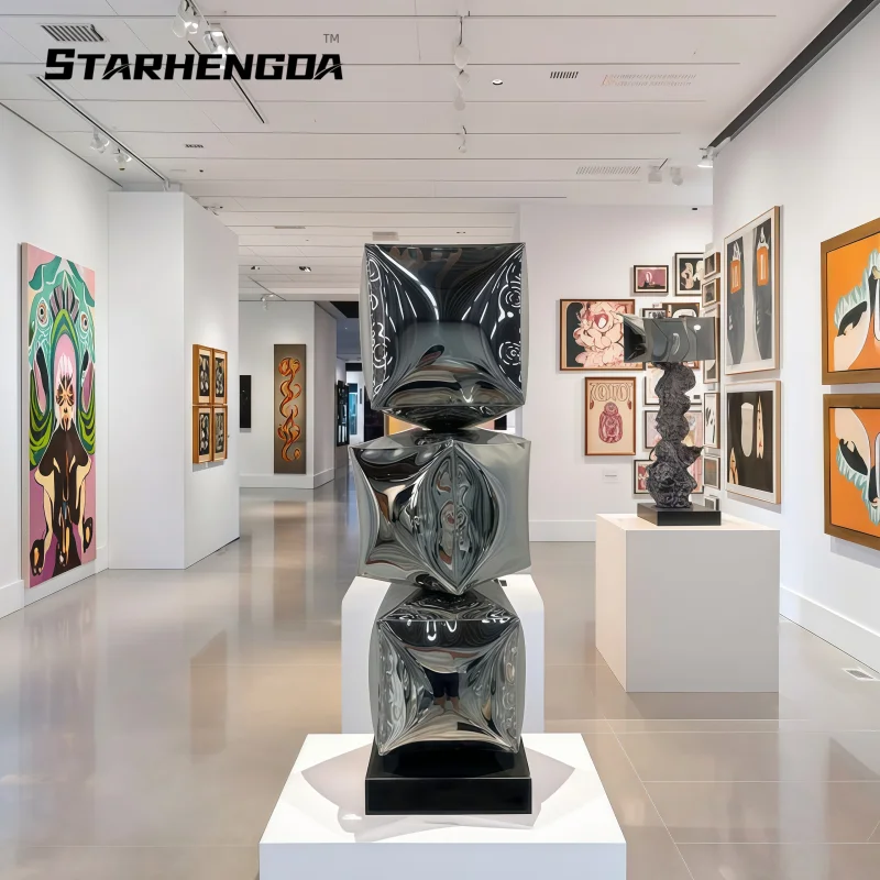 

Stainless steel metal cube decoration living room Corridor Hotel shop interior sculpture art decoration