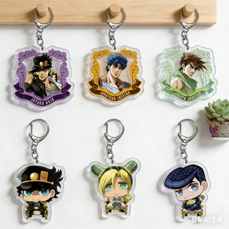 Jotaro Kujo/Jolyne Cujoh/Narancia Ghirga Anime JoJo's Bizarre Adventure Q-Version Acryl Schlüsselanhänger Anhänger Tasche Auto Schlüsselanhänger Geschenk