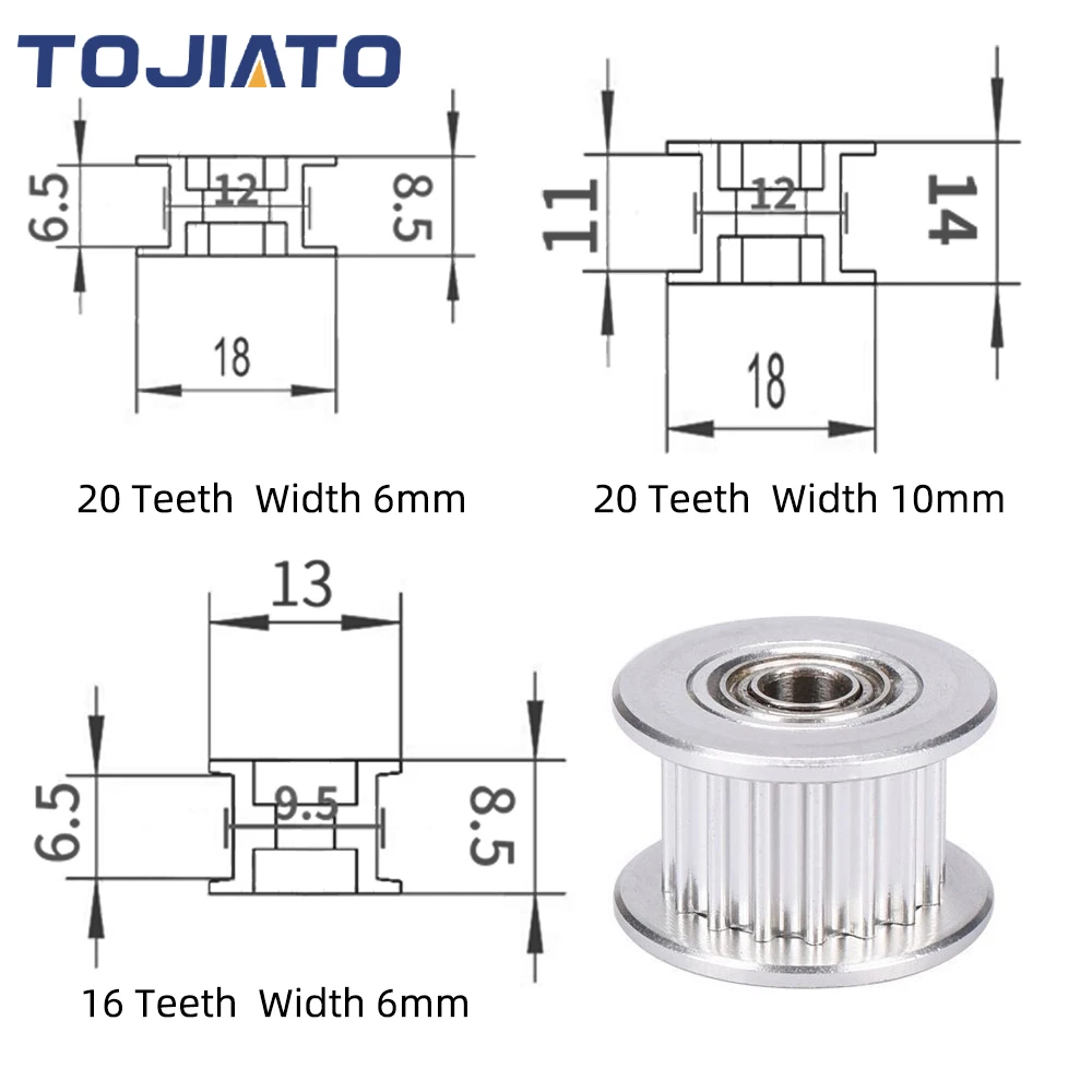 2/4/6 stücke GT2 Umlenkrolle 16/20 Zahn Rad Bohrung 3/5mm Aluminium Getriebe Zähne Breite 6/10mm Für Ender 3 CR10 Drucker Reprap – Detail 4