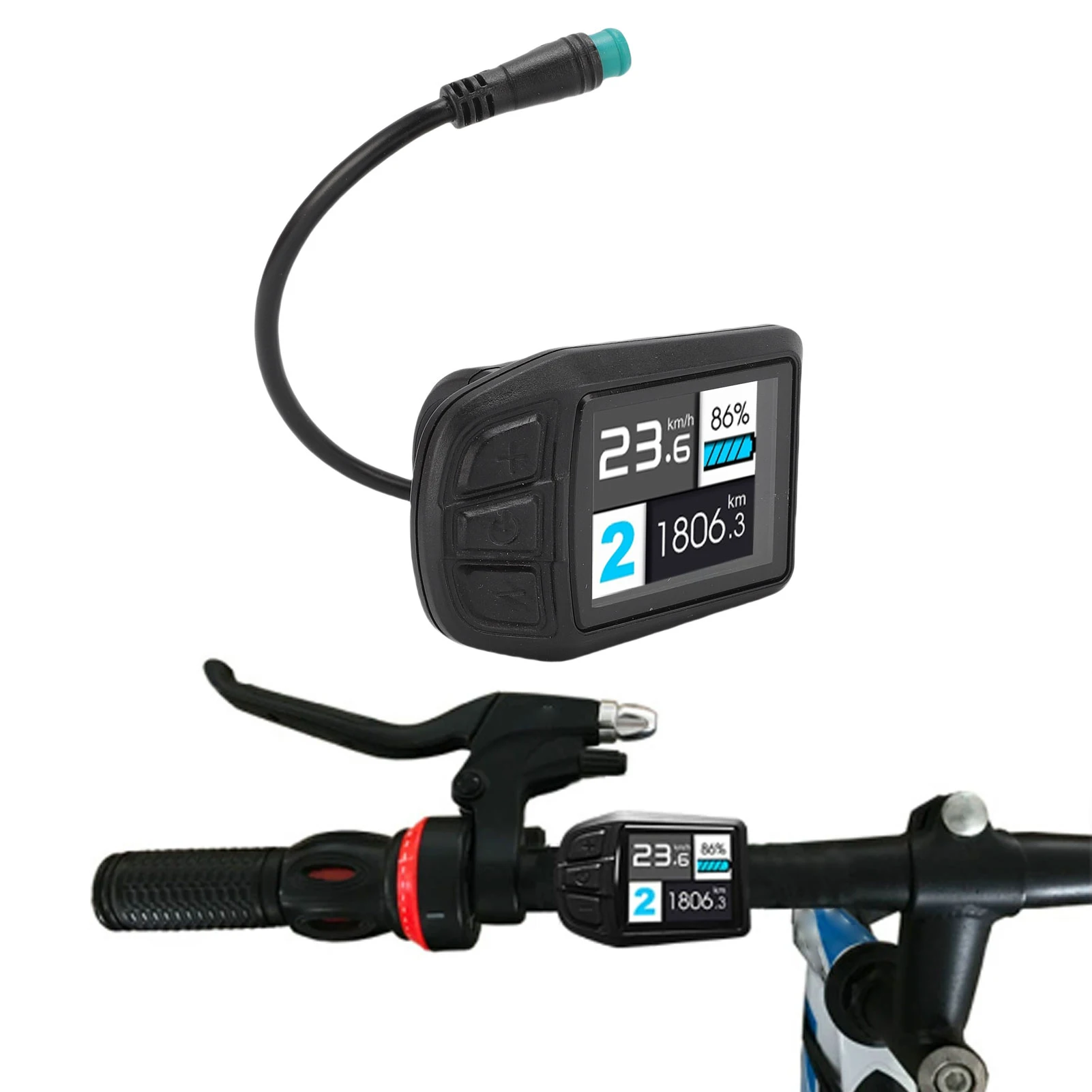 

Electric Bicycle Color Display Screen Electric Scooter LCD Display Meter with 5 Pin Water Proof Cable for 22.2mm Handlebar