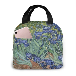 Van Gogh Irises Flowers Lunch Bag Adult Tote Bag Reusable Lunch Box Container For Women Men School Office Work