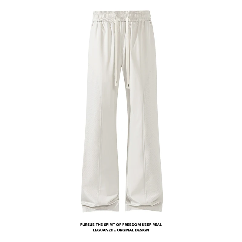 

Весна 2026: Свободные повседневные брюки-клеш белого цвета с диагональными вырезами, большие размеры, полиэстер, спандекс