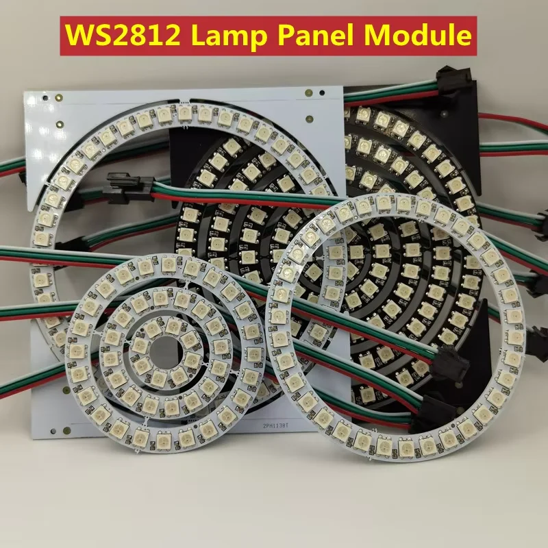 DC5V WS2812B Pixel Ring 5050 RGB Individually Addressable 8 16 24 35 45 128 LEDs WS2812 Built-in IC LED Module Led Strip Light