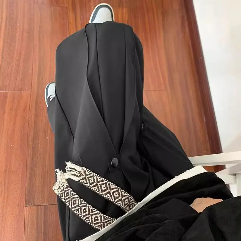 ฤดูร้อนอเมริกันแฟชั่นแบรนด์ Breasted Design Casual Men's Draped High Street ตรงกางเกง