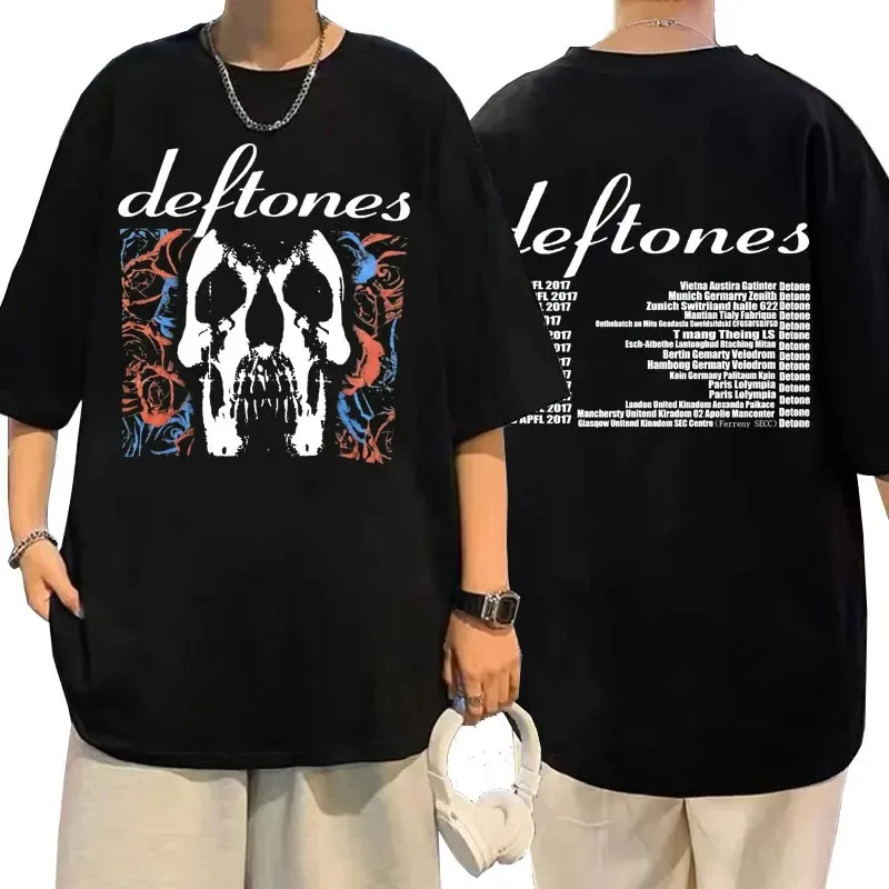 Deftones Girl Eyes Print 100% Cotton T Shirts 90s Vintage Clothing Fashion Short Sleeve Black Tops Summer Japanese Style T-shirt