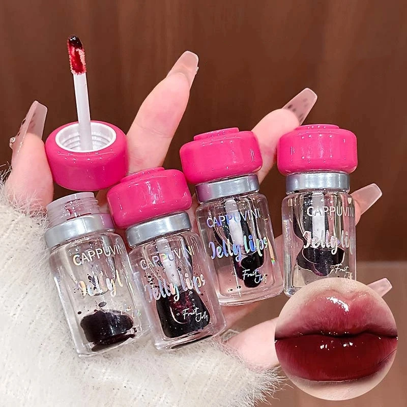 ベリーレッドリップグロス ブラックミラーグラス ウォーターライトクリアリップグレイズ 防水 ノンスティック リキッドリップスティック ヌードリップティント メイクアップ