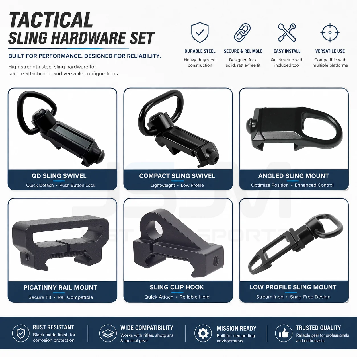 20mm Universal Strap Buckle Swivel Clip Quick Release Alloy Mount Connector Multi Style Outdoor Belt Loop Hardware Accessories