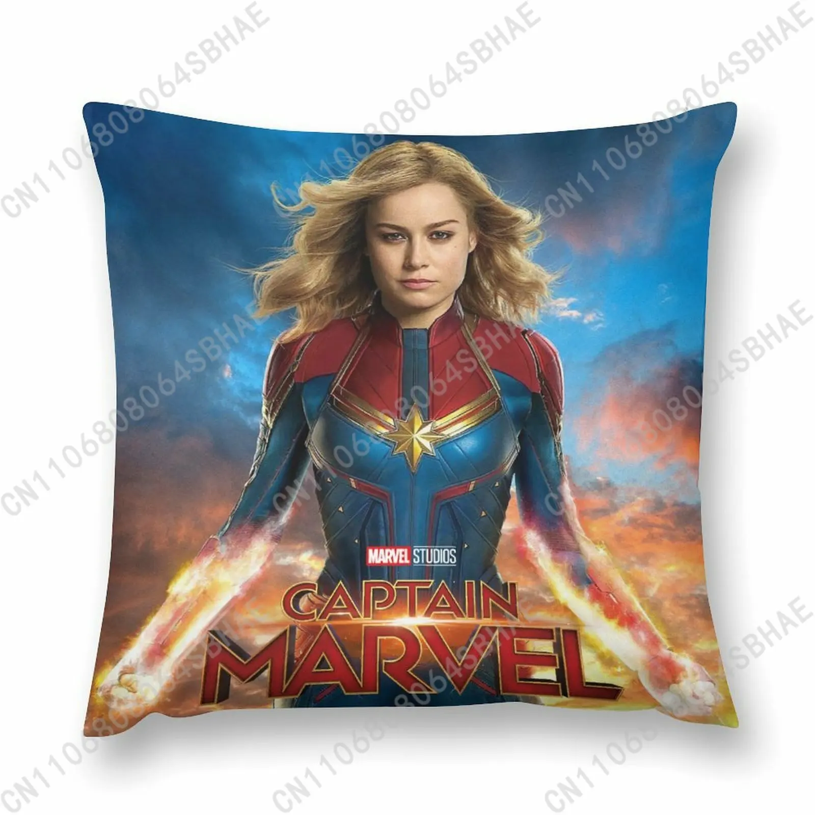 

Marvel Captain Marvel Custom Pattern Short Plush Pillow Cover Soft Short Fur Cushion Living Room Personalized Decor Cosplay