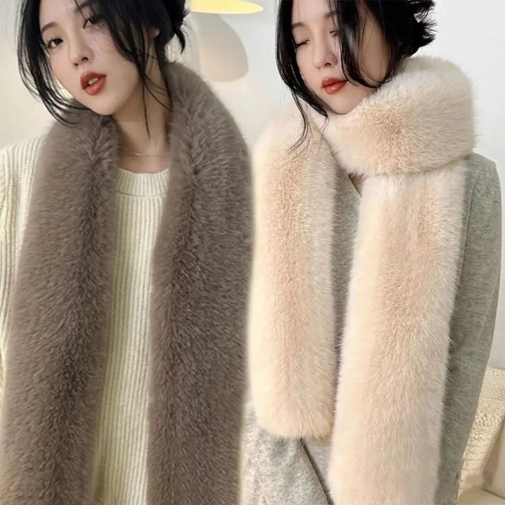 Fashion 6 Colors 180cm Fake Fur Long Scarf Thicked Fluffy Plush Neck Warmer Muffler Vintage Ladies Scarves Outdoor