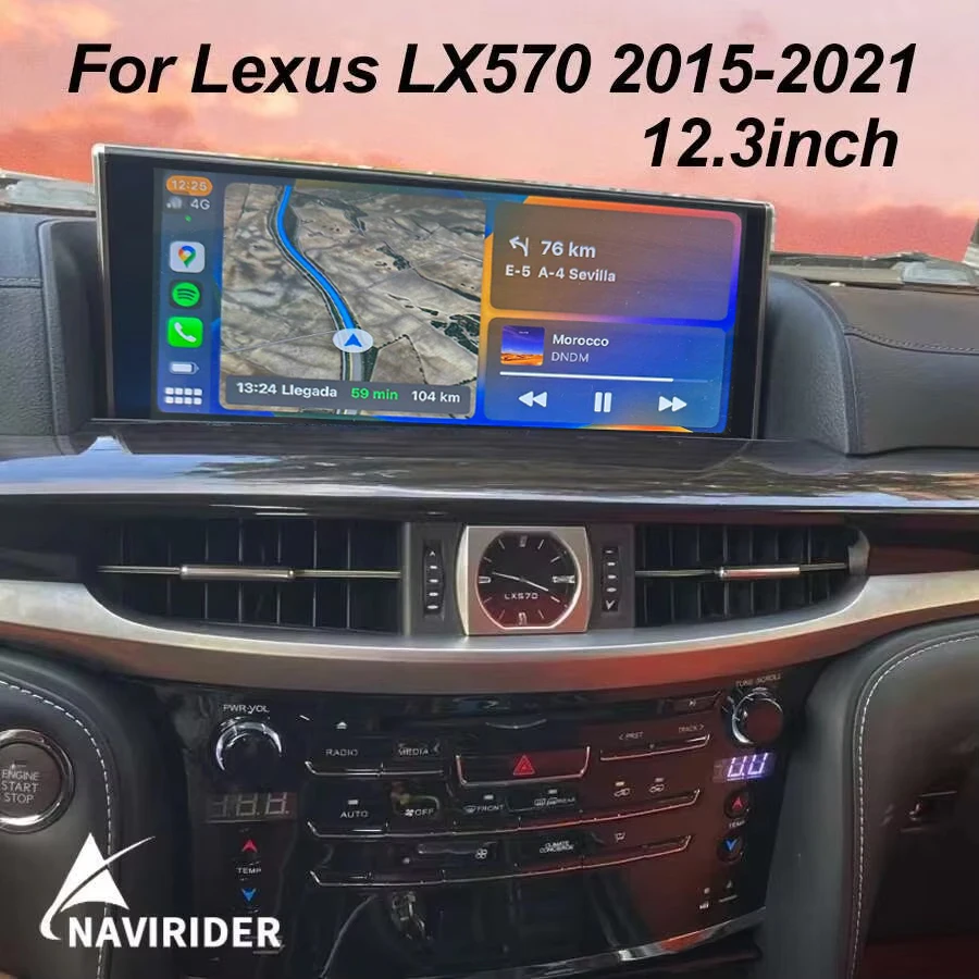 

12,3-дюймовый экран Android14, автомобильный мультимедийный видеоплеер для Lexus LX570 2015 2016 2017-2021, стерео GPS-навигация, беспроводной Carplay