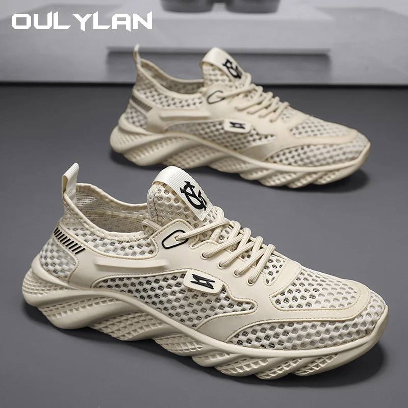 Anti Slip Fishing Wading Shoes Summer Thin Mesh Hollowed Shoes for Men's Lightweight Sneakers Out Breathable Running Shoes