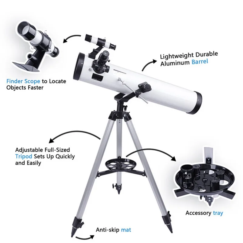 875Times Astronomical Telescope Zoom Reflector Telescope 114mm Large Caliber Monocular Deep Space View Star Moon Telescope 70076