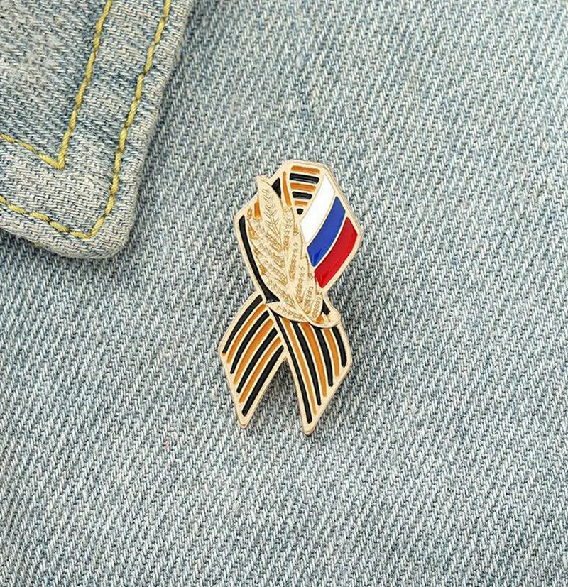 Victory Day Enamel Pin St. George\'s Ribbon Symbol Brooch Bag Clothes Lapel Pin Badge Jewelry Gift
