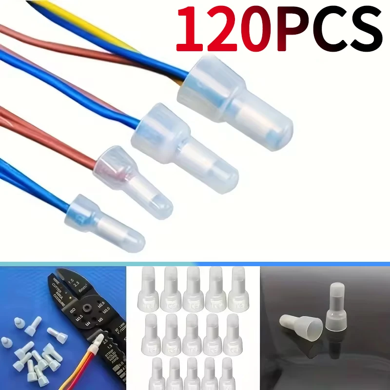 

100/120Pcs Closed End Crimp Cap 22-16 16-14 12-10 AWG Gauge Wire Connector Terminal ZiiZ