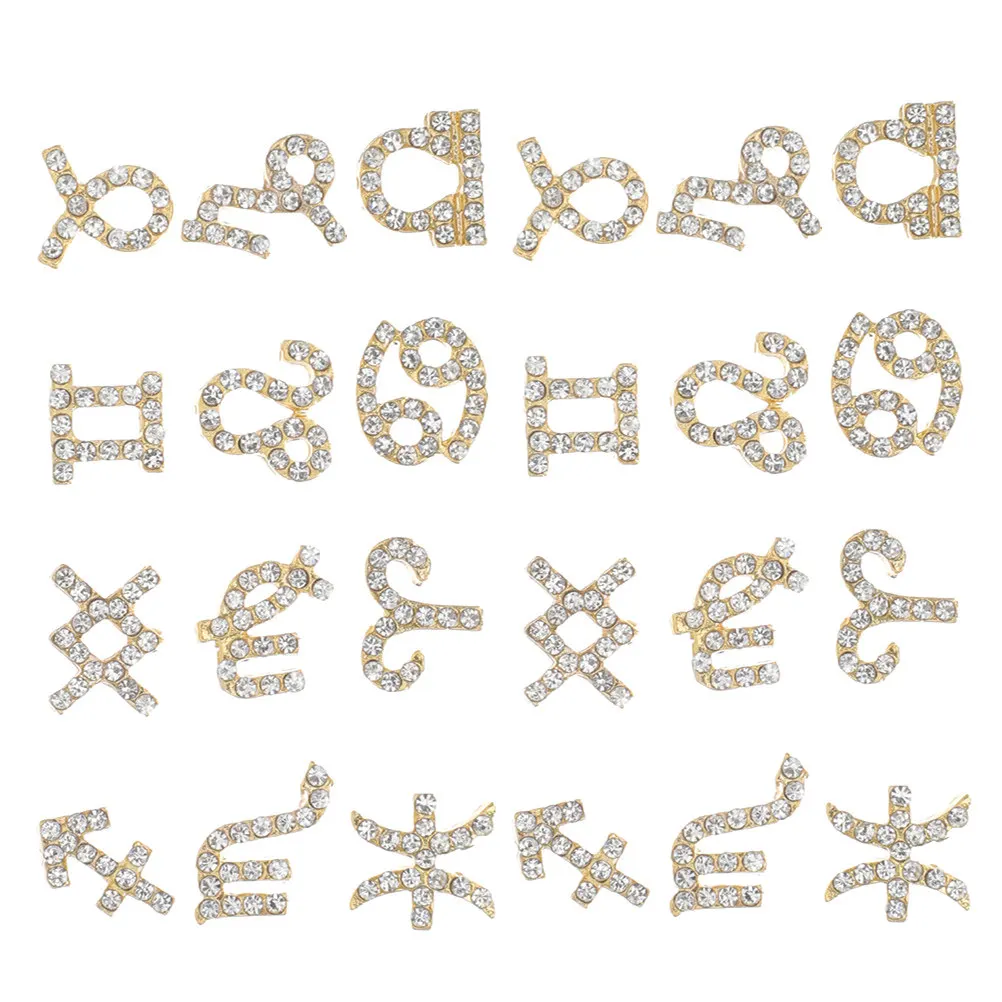 

24 шт. металлических украшений для ногтей: 12 страз, прочные сплавные шармы, декор для маникюра