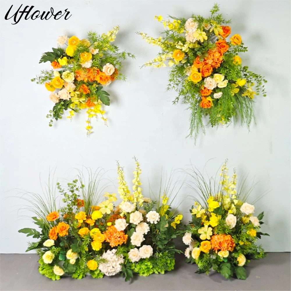 

Декоративная композиция Uflower: желтые розы, зелень, подвесные цветы, фон для свадебной арки, декор из пенокартона, напольная цветочная композиция, реквизит, цветочный шар